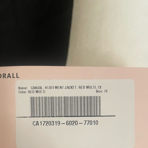 JustFab Women’s Statement Red Patterned Women's Jacket, 1X - Picture 3 of 3